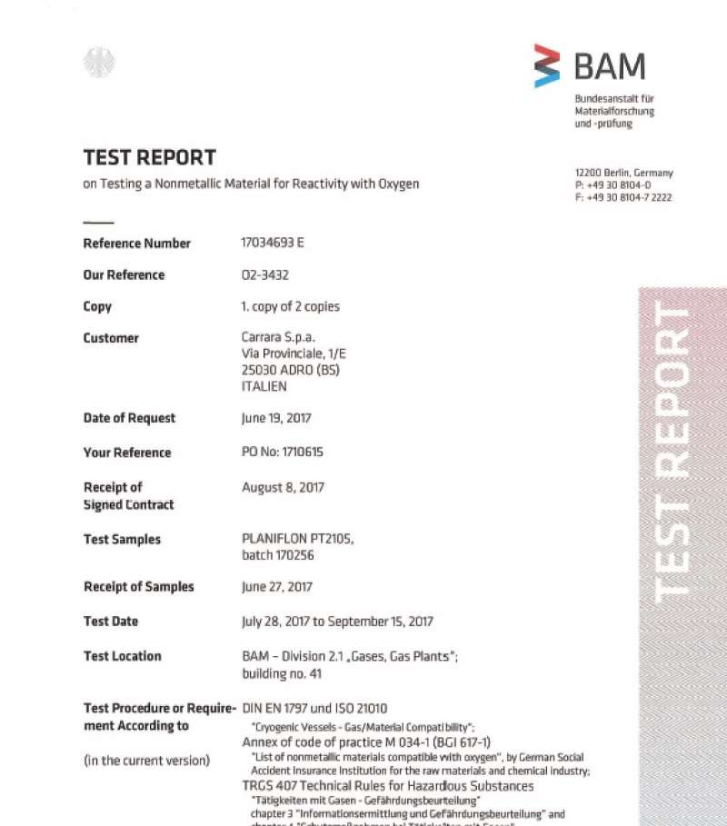 SPIROMETALLICHE Certificate BAM